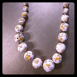 Anthropologie Jewelry - Vintage Anthro Yellow Floral White Bead Necklace Anthropologie Jewelry - Vintage Anthro Yellow Floral White Bead Necklace